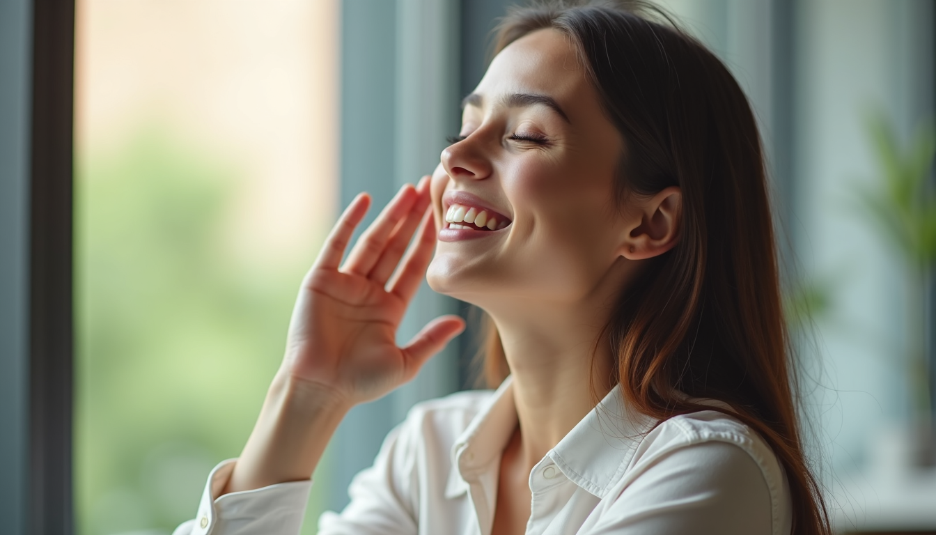 person looking refreshed and focused during a workday