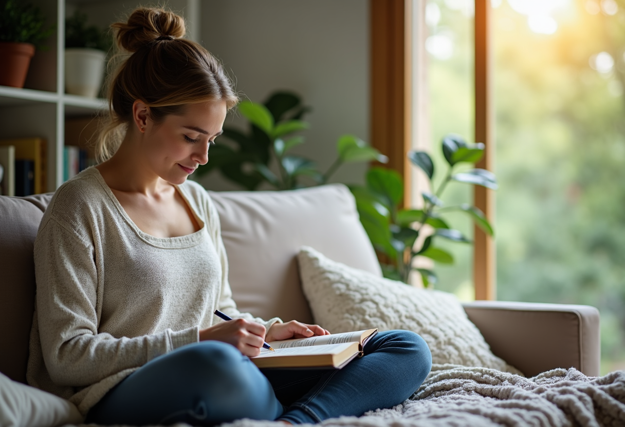Lifestyle image of a person practicing self-care for anxiety management